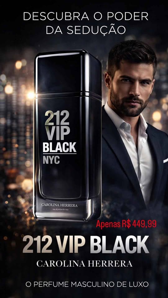 212 VIP Black Carolina Herrera – 100ml | Elegância que Marca Presença